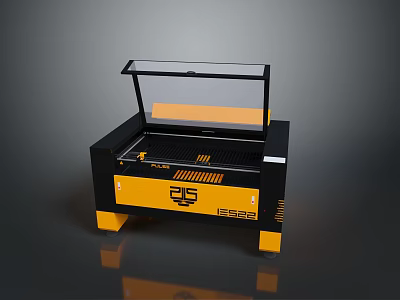 Black And Yellow Laser Engraving Machine With Transparent Cover And Worktable 3d model