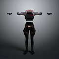 Black Red Mechanical Household Utility Tool With Multi Arm Design And Sturdy Base