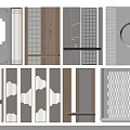 Modern Room Divider Designs With Grid Patterns Circular Openings And Wooden Panels 3d model