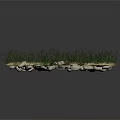 Natural Rustic Groundscape Design With White Stones Green Grass And Plants
