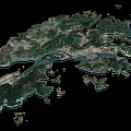 3D Geographical Map With Terrain Details Coastal Lines And Surrounding Islands