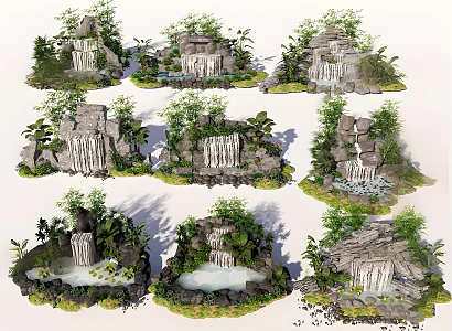 New Chinese Style Stone Retaining Wall Taihu Stone Overlay Stone Flagstone Rock Landscape Stone 3d model