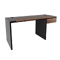 Modern Wooden Desk With Black Metal Frame And Single Drawer Design
