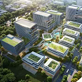 Modern Industrial Park With Green Roofs Modern Buildings And Natural Surroundings