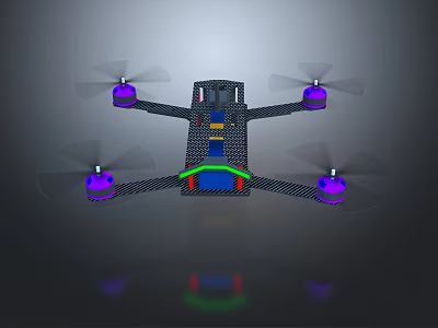 Advanced Quadcopter Drone With Purple Propellers Carbon Fiber Frame And Colorful Body 3d model