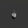 Coast Guard Vessel With White And Orange Hull Deck Structure And Antenna