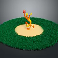 Green Circular Grass Lawn With Well Trimmed Surface And Central Light Colored Area