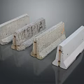 Four Concrete Curbs With Different Colors And Surface Markings On Dark Background