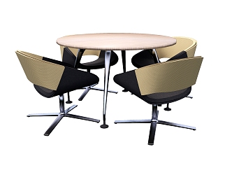 Modern Meeting Table and Chair Round Meeting Table and Chair Combination 3d model