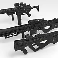 Modern Black Tactical Weapons With Multiple Guns Complex Design And Rail Systems 3d model