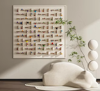 Minimalist Decorative Painting Hanging Painting Hallway Decorative Painting Living Room Decorative Painting Sofa Green Planting Floor Lamp Children's Room Hanging Painting 3d model