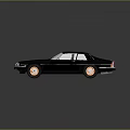 Vintage Silver Gray Car with Sleek Design and Copper Wheels on Dark Background with Reflection