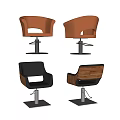 Modern Swivel Chairs Featuring Brown Leather Black And Wooden Seats With Metal Bases