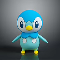 Cartoon Blue Penguin Character With Big Eyes Yellow Beak And White Chest Patterns