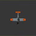 Blue and Orange Passenger Plane with Propeller Cockpit Number 1985 and Circular Wing Badges