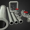 Modern piped pipe group water pipe 3d model