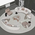Modern Sofa Coffee Table Combination Curved Sofa Shaped Sofa Multi-person Sofa Leisure Sofa Glass Coffee Table Leisure Chair Office Sofa Floor Lamp 3d model