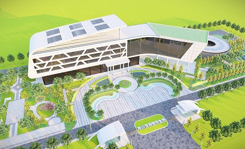 Modern Factory Building Office Area Industrial Park Guangguan 3d model