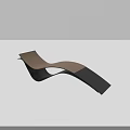 Modern Stylish Lounge Chair With Curved Black Frame And Brown Cushion