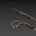Two Snakes With Open Mouths And Patterned Skin Close Up View 3d model