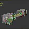 Industrial Automated Packaging Conveyor System With Mechanical Arms And Brown Boxes