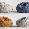 Bean Bag Chairs In White Blue Brown With Circular Bumps 3d model