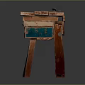Vintage Wooden Table With Unique Decorative Legs And Green Drawer Design
