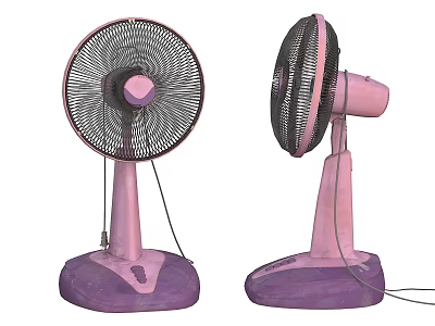 Two Pink And Purple Pedestal Air Cooler Fans With Stable Base Design 3d model