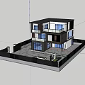 Modern Detached Villa With Black White Exterior Large Windows Balconies And Garden Surroundings