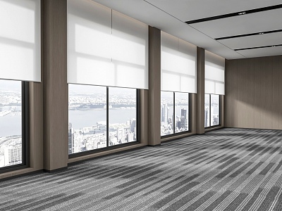 Office Curtain Wall Window Roller Blinds Pull Blinds Carpet 3d model