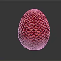 Red Diamond Patterned Creature Egg With Textured Surface And Organic Shape 3d model