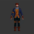 Game Movie Character With Red Hair Beard Blue Coat Yellow Vest And Red Boots