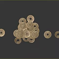 Antique Copper Coin Jewelry With Intricate Carvings And Traditional Design Elements