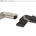 Multi-person sofa with armrest combination sofa 3d model