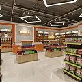 Modern Retail Supermarket Interior With Shelves And Assorted Products