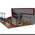 KIA Car Exhibition Booth Display With Various Colored Models And Lighting Setup