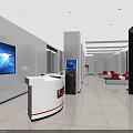 Bright Spacious Modern Bank Service Hall With Transaction Windows Self Service Machines And Comfortable Seats