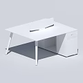 White Office Desk With Partition Panel And Drawer Cabinet Modern Design 3d model