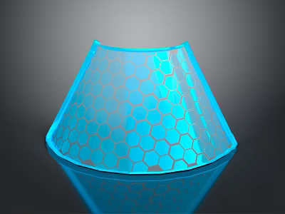 Transparent Blue Hexagonal Patterned Shade With Glossy Modern Decorative Design 3d model