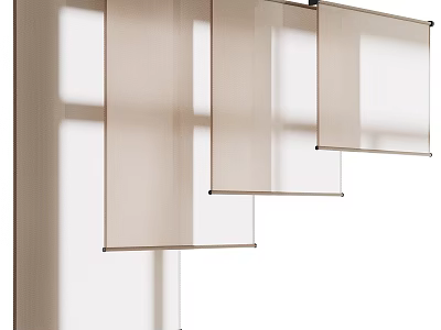 Modern Light Filtering Curtains with Sheer Beige Panels for Window Interior Design 3d model