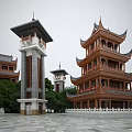 Chinese-style ancient pagoda ancient temple new ancient gate watchtower ascend tower corridor 3d model