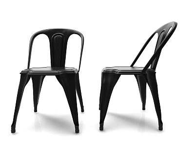 Two Black Metal Leisure Chairs With Sleek Curved Design For Modern Living Areas 3d model