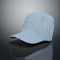 Blue And White Striped Cotton Baseball Cap Stylish Casual Fashionable Headwear Design