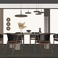 Quiet Restaurant Table Combination 3d model