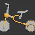 Yellow And Gray Children's Tricycle With Three Wheels Seat And Handlebar