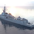 US Flagged Modern Warship Sailing On Sea 3d model