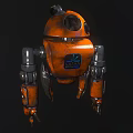 Orange Robot Character Featuring Mechanical Structure Future Forge Logo Metallic Arms And Robotic Design 3d model