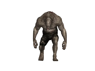 Giant Muscular Game Movie Monster Character With Rough Skin And Tattered Shorts 3d model