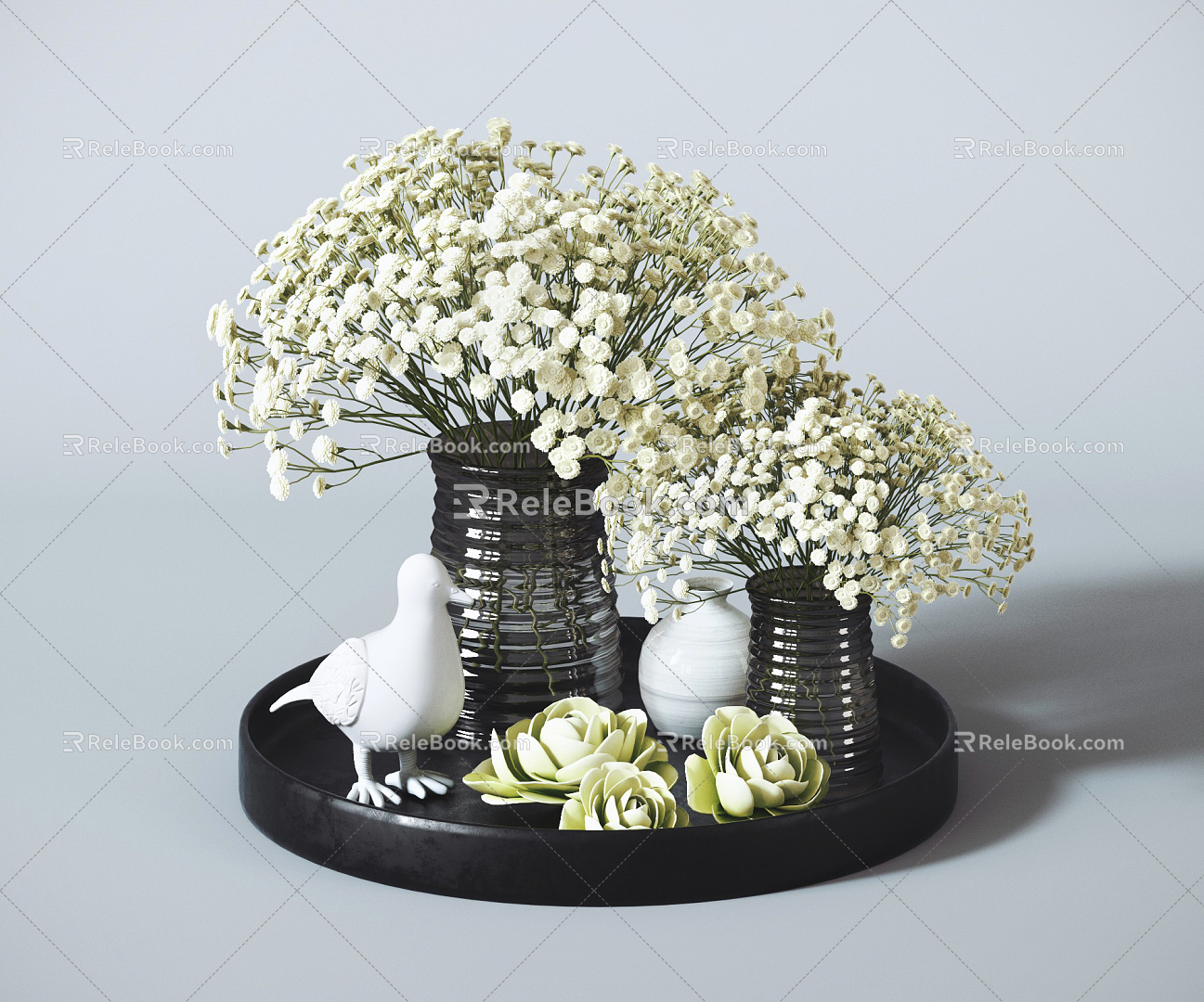 Modern vase decorative ornaments combination 3d model