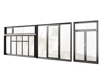 Modern Casement Windows With Aluminum Frame Clear Glass And Multiple Styles 3d model